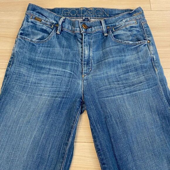 Goldsign Jeans "Wore" Blue Wide Leg Stretch Low Rise  Sz 28 - Picture 14 of 16